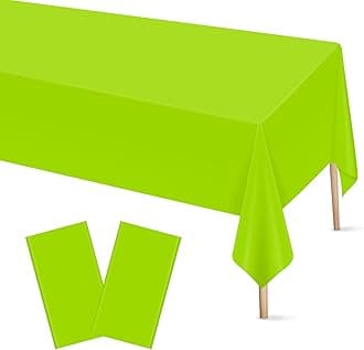 Mulbozy 2 Pcs Lime Green Plastic Tablecloth for Rectangle Table, 54 × 108 inches Disposable Lime Green Party Table Covers for Birthday, Anniversary, Wedding, Fine Dining, Graduation Party Decoration