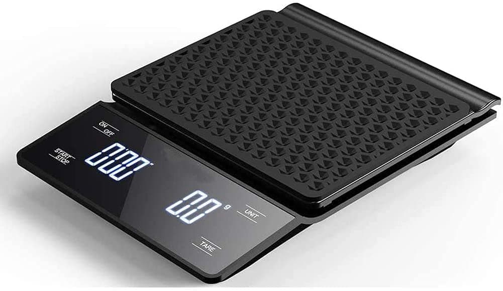 High Precision Digital Coffee Scale with LED Display on Coffee Scale with Timer and Touch Button(3kg/0.1g), black