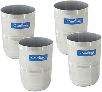 Neelam Stainless Steel 7 22G Diamond Royal Glass, 250 ml, Silver, Set of 4