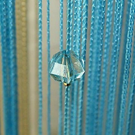 BKDZ Decorative Door String Curtain Beads Wall Panel Fringe Window Room Divider Blind for Wedding Coffee House Restaurant Parts Crystal Tassel Screen Home Decoration (Blue)