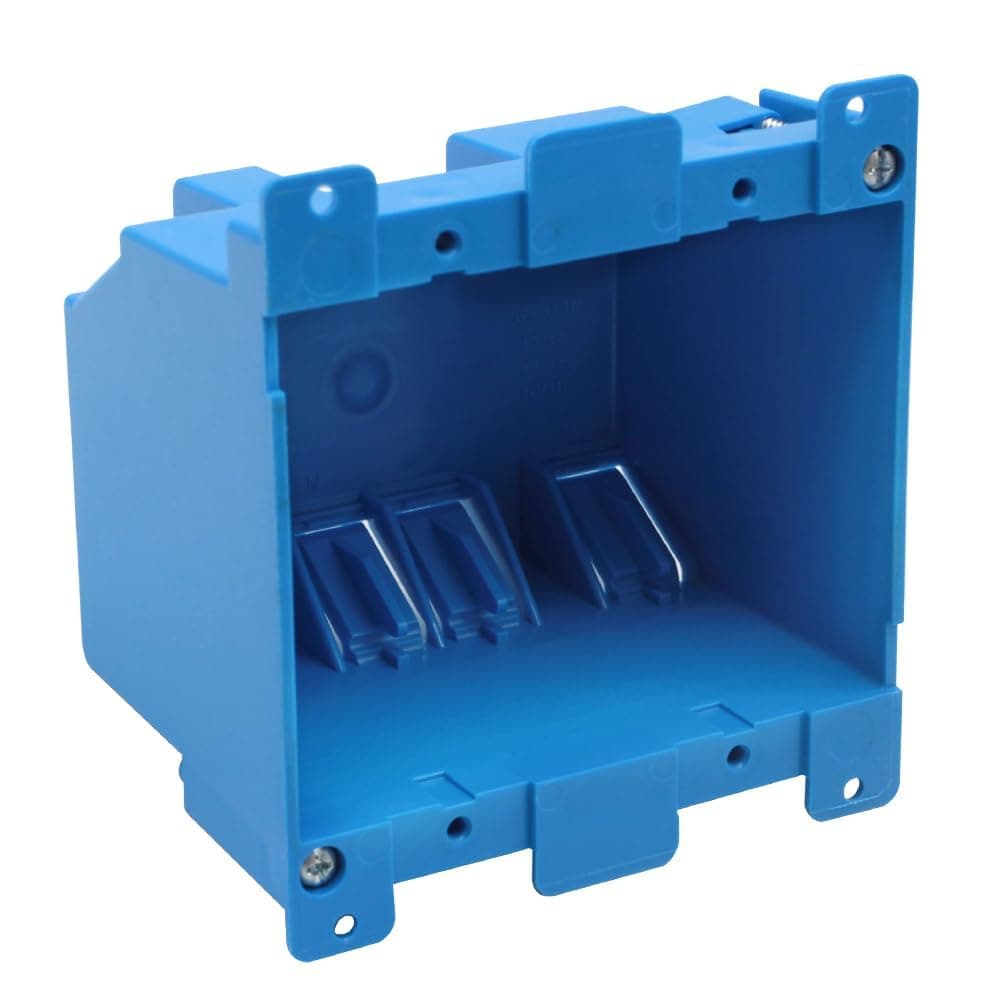 XGGYA 2 Gang Old Work Electrical Box,Blue,25 Cu.in.Switch/Outlet Box,4-1/3-Inch Length by 4-1/6-Inch Width by 2-1/3-Inch Depth,PVC Old Work Outlet Box for Constructions, ETL Certified(1 Pack)