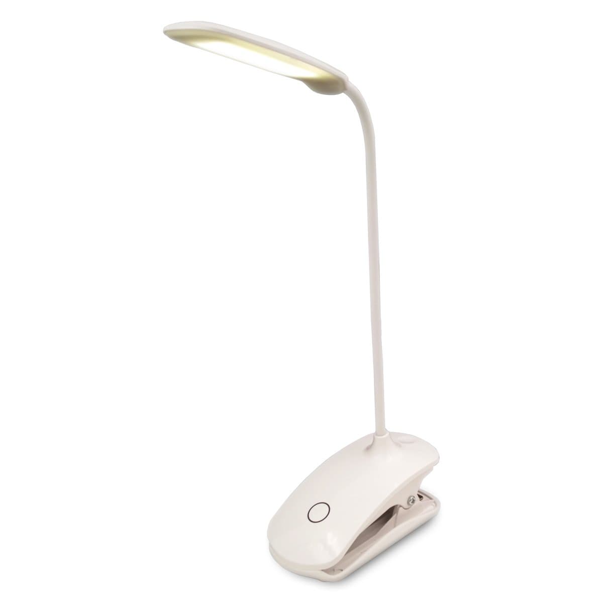Clip-On LED Desk Lamp, Dual Light Modes [Warm/Cold White] Dimmable Clip On Bedside Table Lamp - Reading, Eye-Care, Energy Efficient, Portable, USB Rechargeable, Gooseneck Tube Touch Control