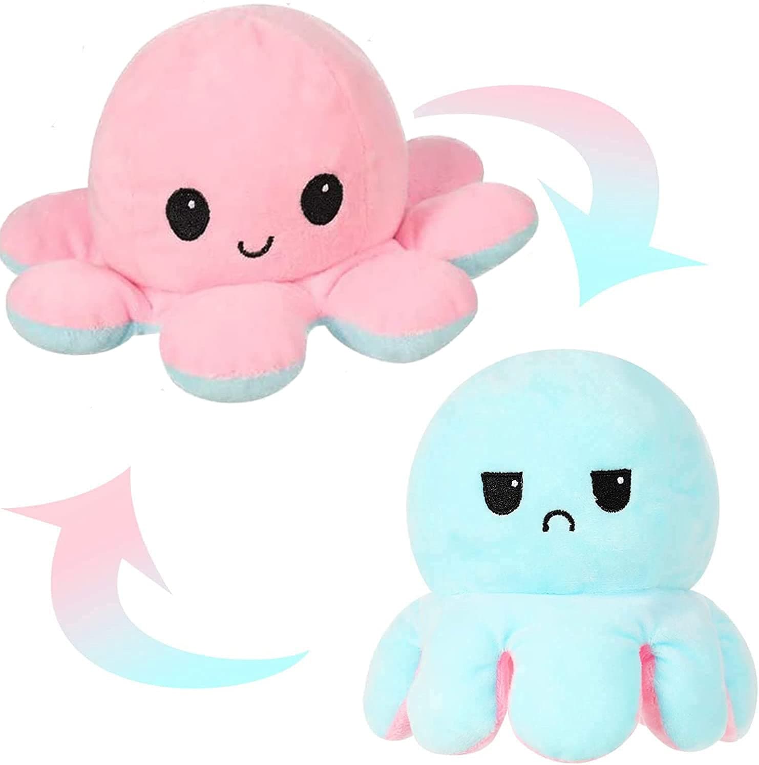 adakel Reversible Octopus Double-Sided Flip Octopus Plush Octopus Doll Toy Halloween Christmas Plush Octopus Mood Toy Gift for Kids Boys Girls Gift