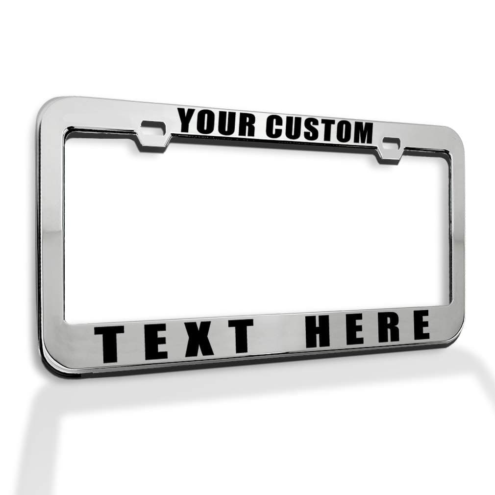 - Custom License Plate Frame Custom Personalized Text Funny Metal Cute Car Accessories License Plate Holder Chrome 2 Holes 1 Frame