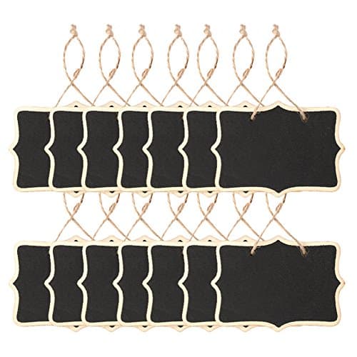 AUSTOR 14 Pcs Mini Chalkboards Signs Hanging Rectangle Chalkboards Double Sided Blackboard Message Board Hanging Signs for Weddings, Kids Crafts