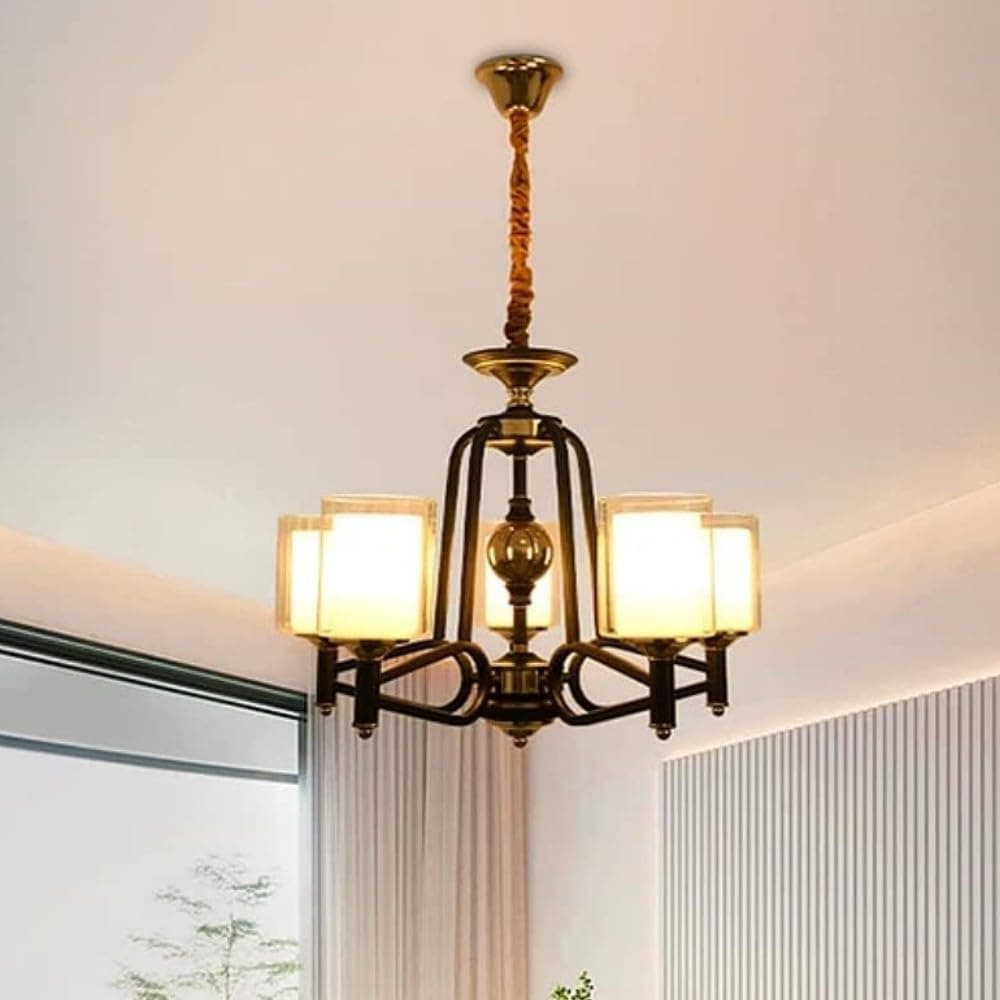 5-Light Chandelier  Black and Gold