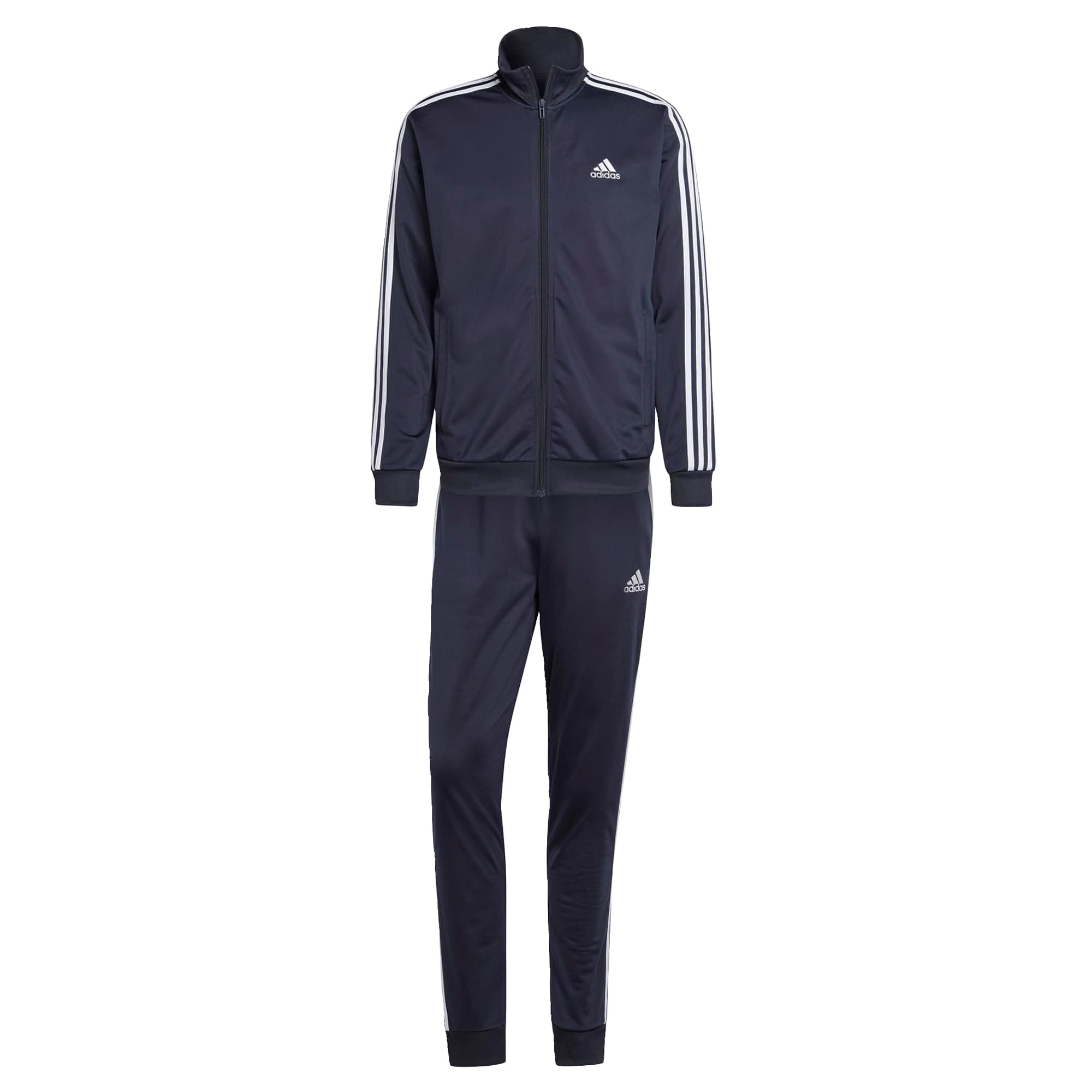 adidasMen's 3 Stripes Tracksuit, Legend Ink/White, L