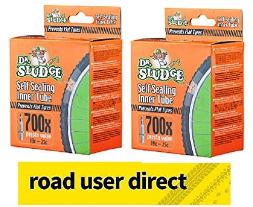 2 x 700c Dr Sludge Mountain Bikes Inner Tubes - Instant Puncture Seal 700 x 19c - 25c Presta Valves
