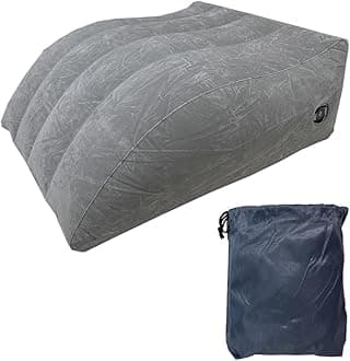 Inflatable Pillow, Bed Wedge Pillow for Sleeping, Triangle Body Positioner, Leg Knee Elevation Pillow, Blow Up Incline Pillow, Back Support Positioning Travel Cushion (Gray)