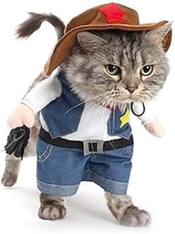 NACOCO Cowboy Dog Costume with Hat - Blue Cat & Small Dog (Medium)