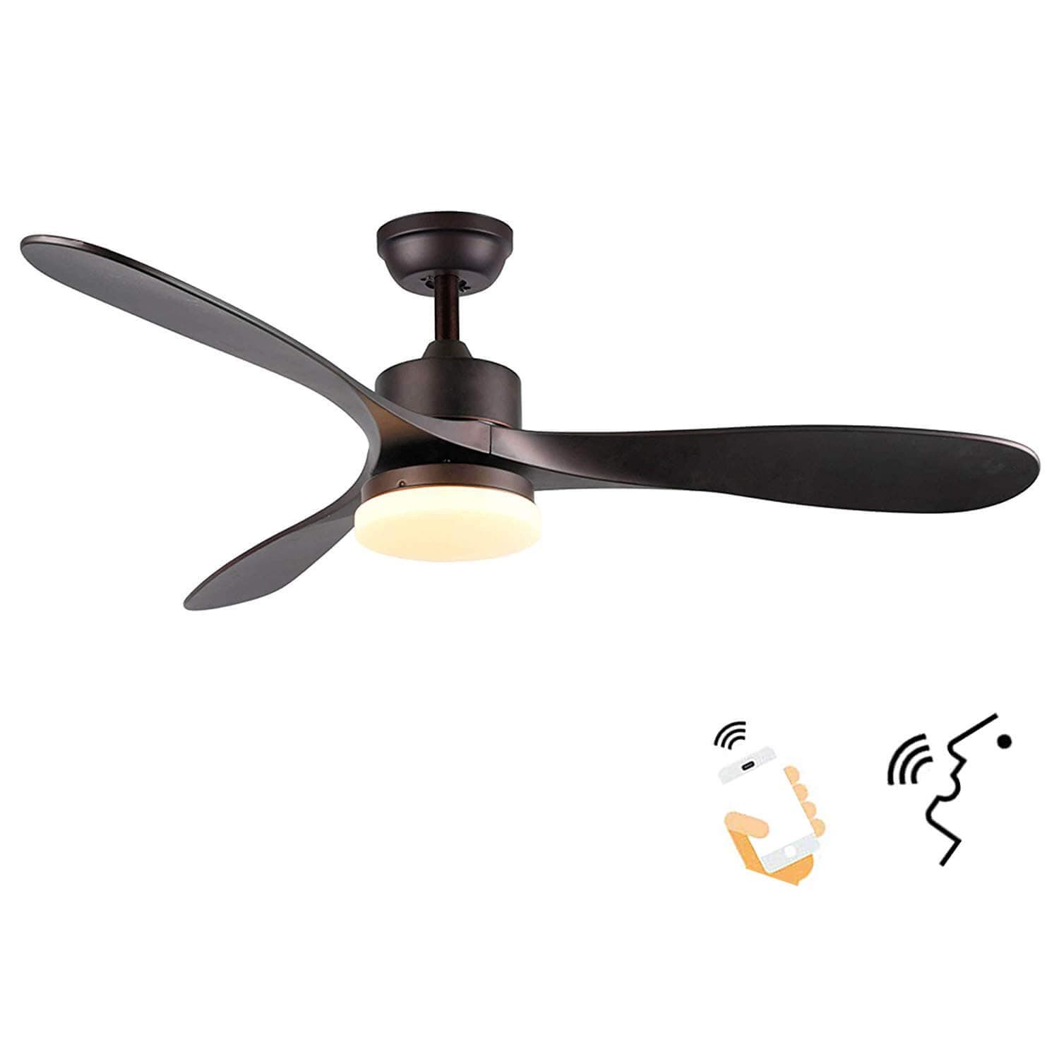 52" Wifi Smart Ceiling Fan With LED Light, 5000K Daylight, Compatible with Alexa and Google Assistant,Maroon Finish.