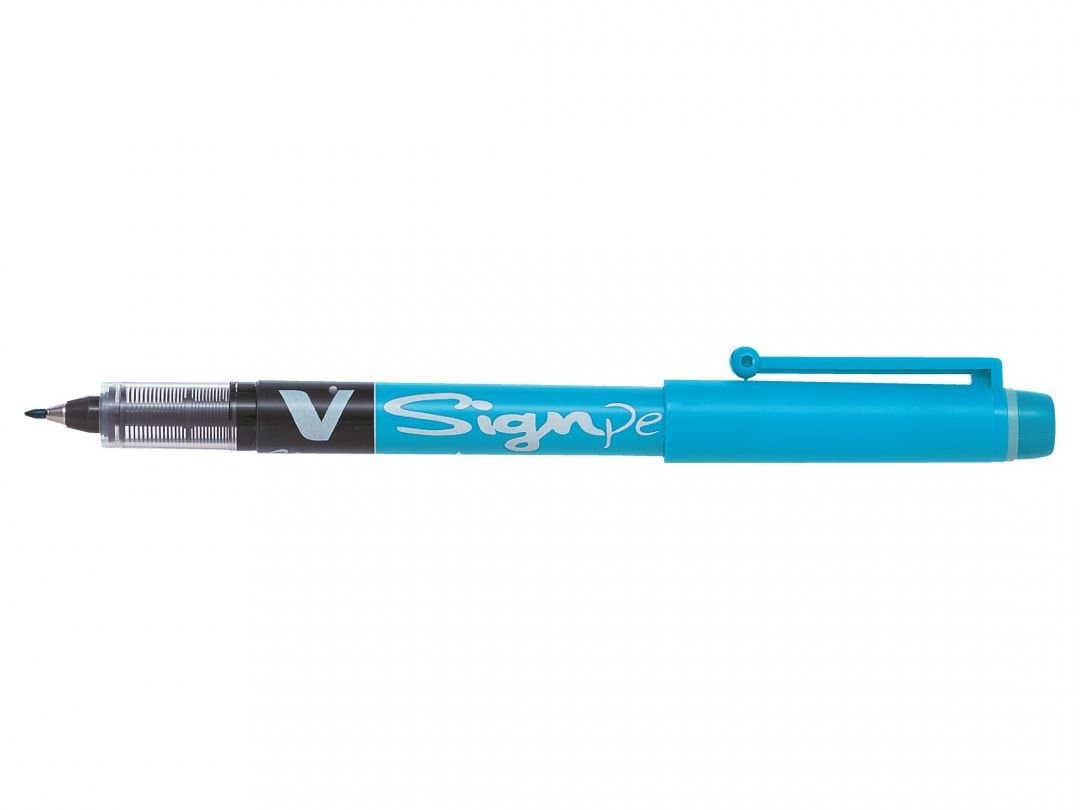 V Sign Pen Liquid Ink 2.0 mm Tip - Light Blue, Single Pen