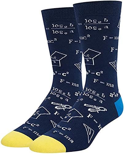 Novelty Algebra Geometry Math Genius Socks，Funny Funky Crew Socks Great Gift for Kids teen Boys Mens