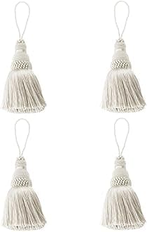 Fenghuangwu Colorful Tassel Key Tassel DIY Accessories for Curtain and Home Decoration-beige-4PCS