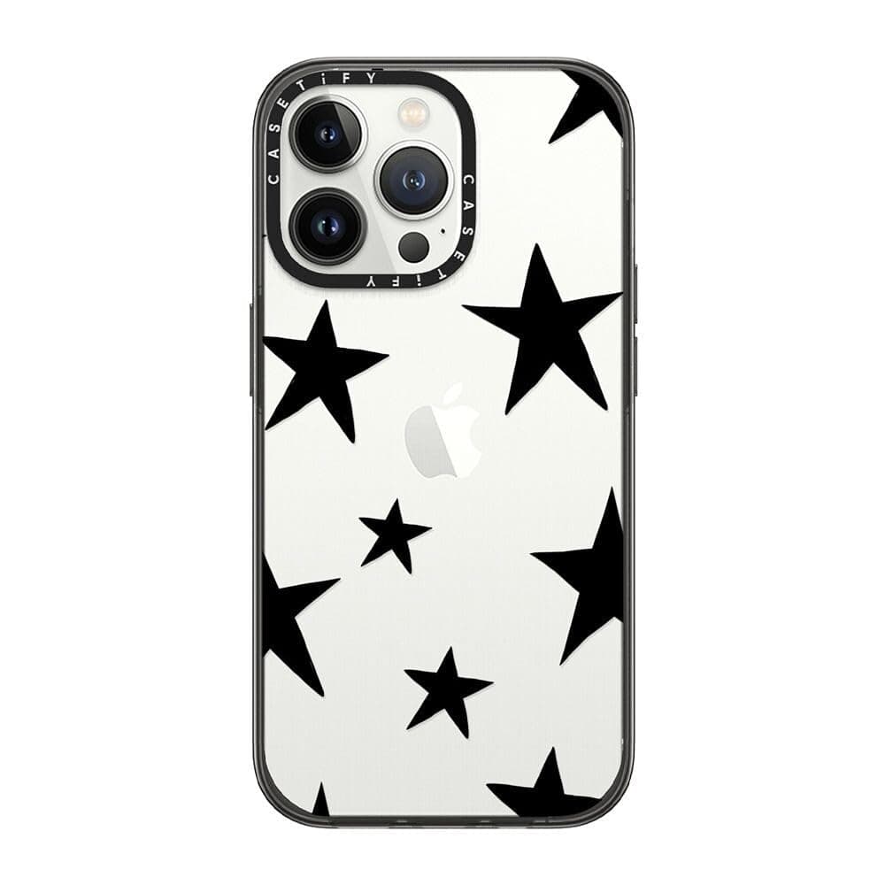 CASETiFY Compact iPhone 13 Pro Case [4 ft. 2X Military Grade Drop Protection/Slim/Lightweight] - Stars Black - Clear Black