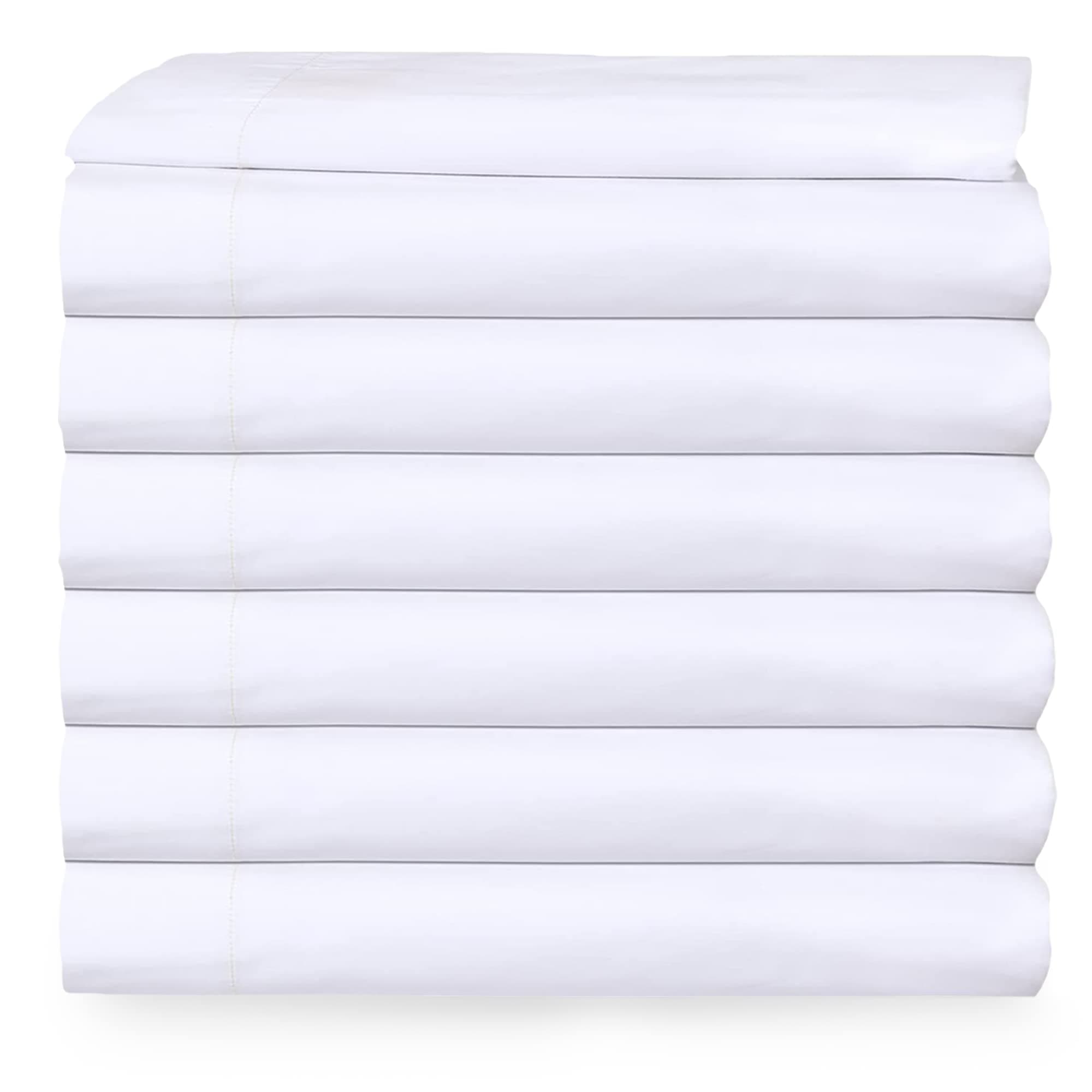MAGTEX 6 Flat Sheet White T-200 Percale Hotel Linen (Available in Bulk/Dozens) (King)