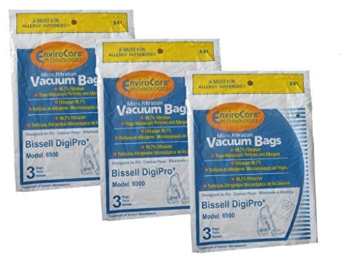 9 (3 Pkgs) Type 32115 Bissell Digi-Pro Allergy Vacuum Cleaner Bags 6900 Series. Also substitute for LG Samsung VP-77F Vacuum Model 5500, 6013, 7049, and 7700 series Quiet Jet 7713VP by EnviroCare