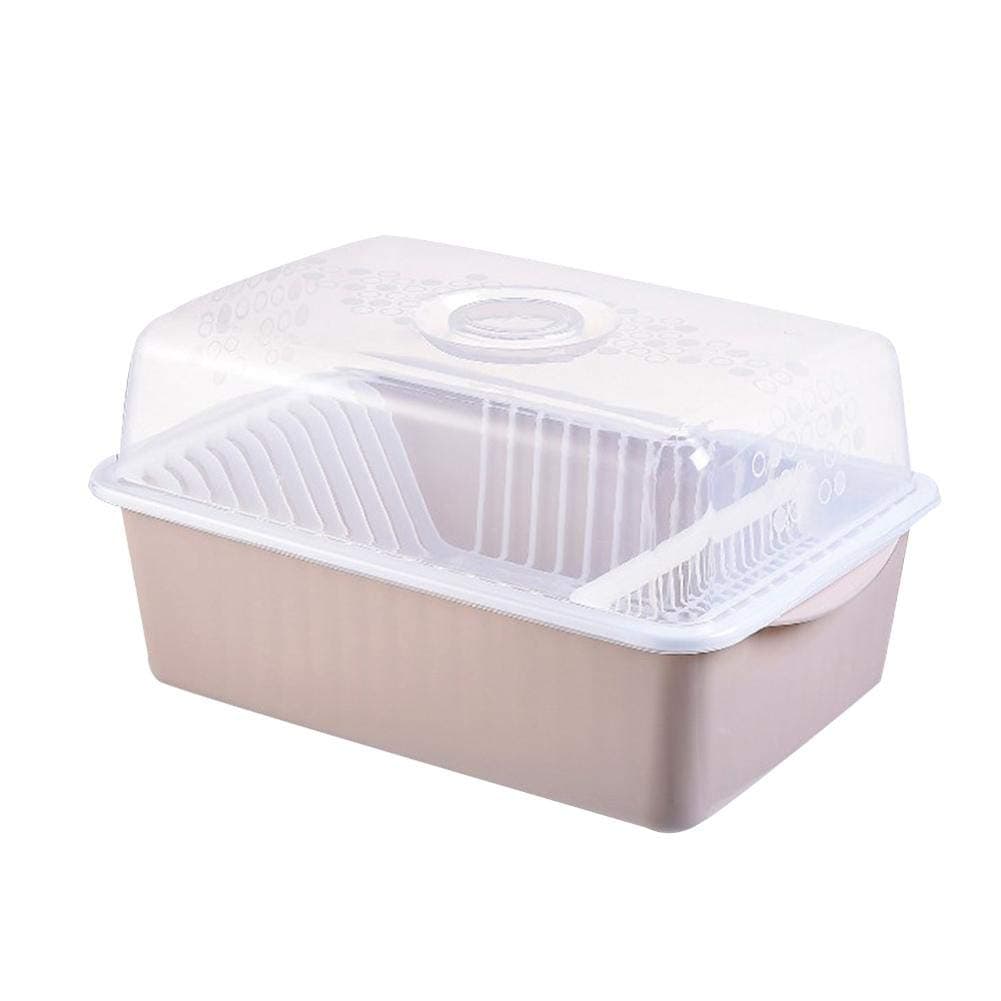 Dish Drying Rack Dishes Rack with Large Storage Cutlery Tray,Removable Drainer Tray & Bamboo Cover & Cup Holder for Kitchen