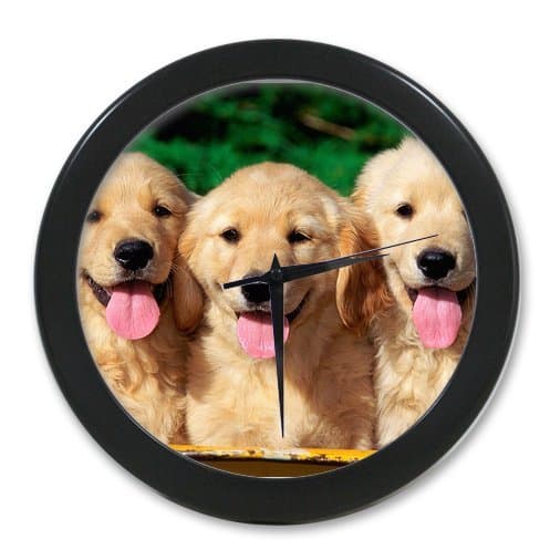 Custom Cute Golden Retriever Dogs Wall Clock