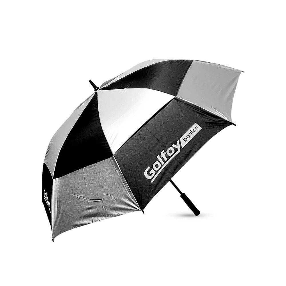 54" Inch Double Canopy Golf Umbrella - (Black/Silver)