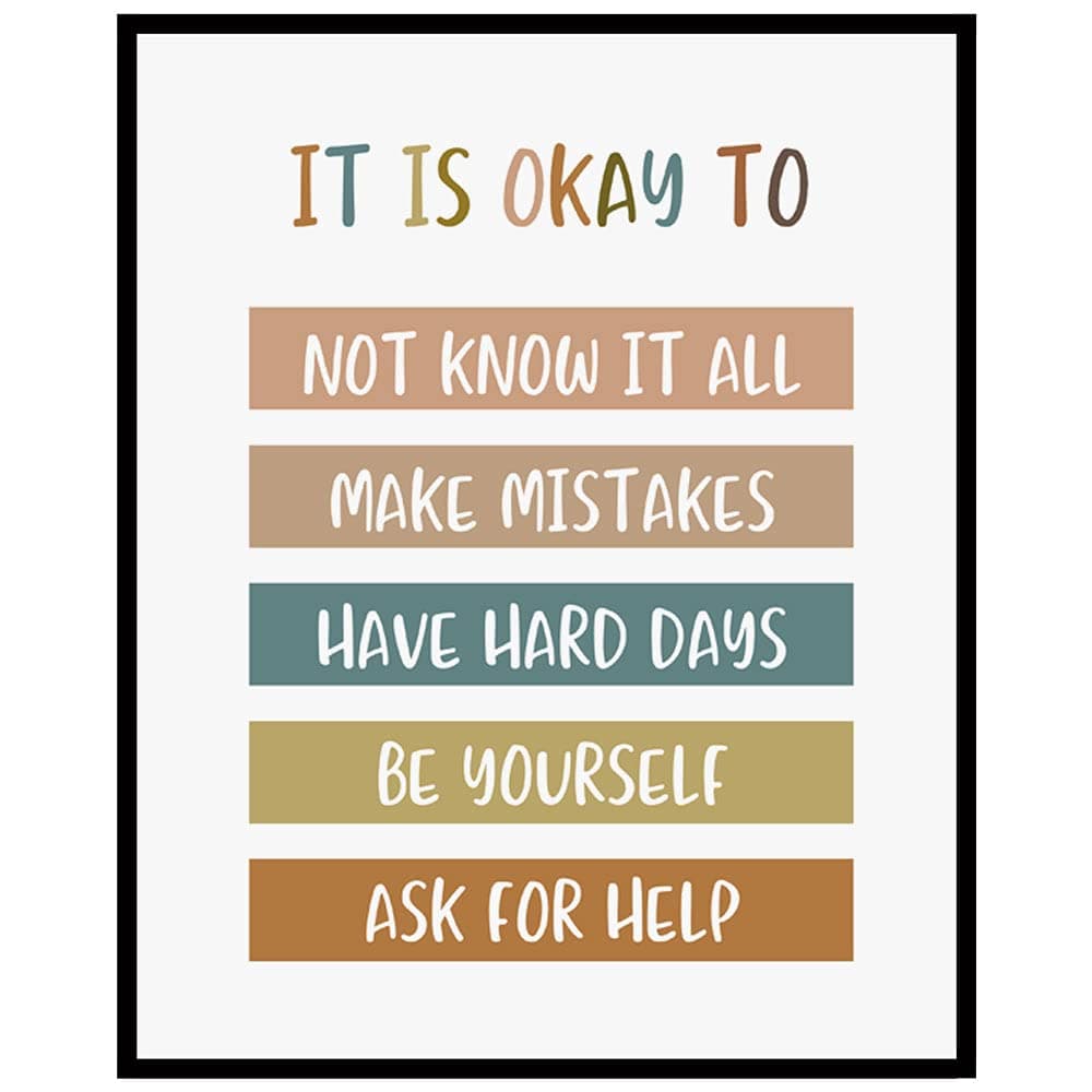 Boho Classroom Decor It Is Okay To Be Yourself Wall Decor Teacher Gift Child Art Playroom Decor Classroom Quotes, Graduation Gifts - UNFRAMED (8X10 INCH)