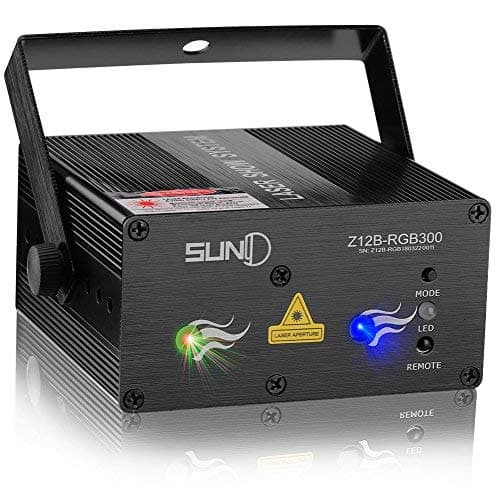 SUNY Stage Light DJ Projector Stage Party Lighting 12 Gobos in Red Green Party Light Blue Stars Mixed Effect Remote Control Stage Lighting Party Sound Activated Dance Show Xmas Holiday Home Decorative