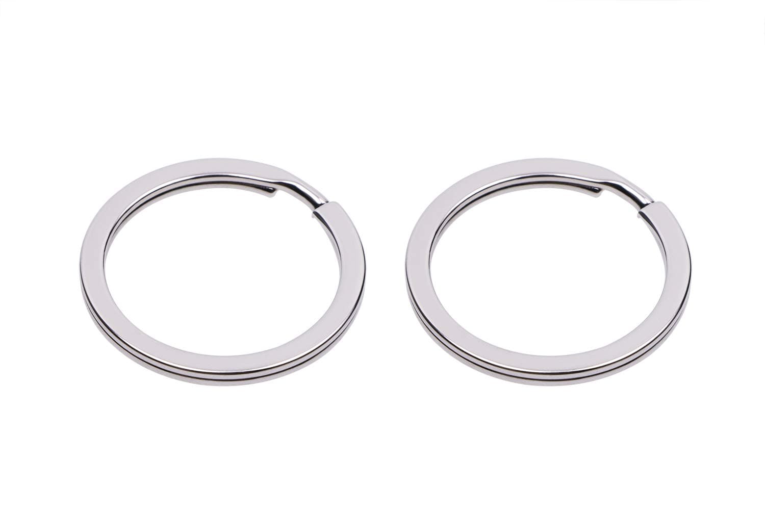 ShapentyShapenty Silver Metal Key Rings Flat Split Key Chain Part Connector Keyring Clip Keychain Clasp Holder for DIY Craft Project and Home Car Keys Organization, 2 Pack (Silver)