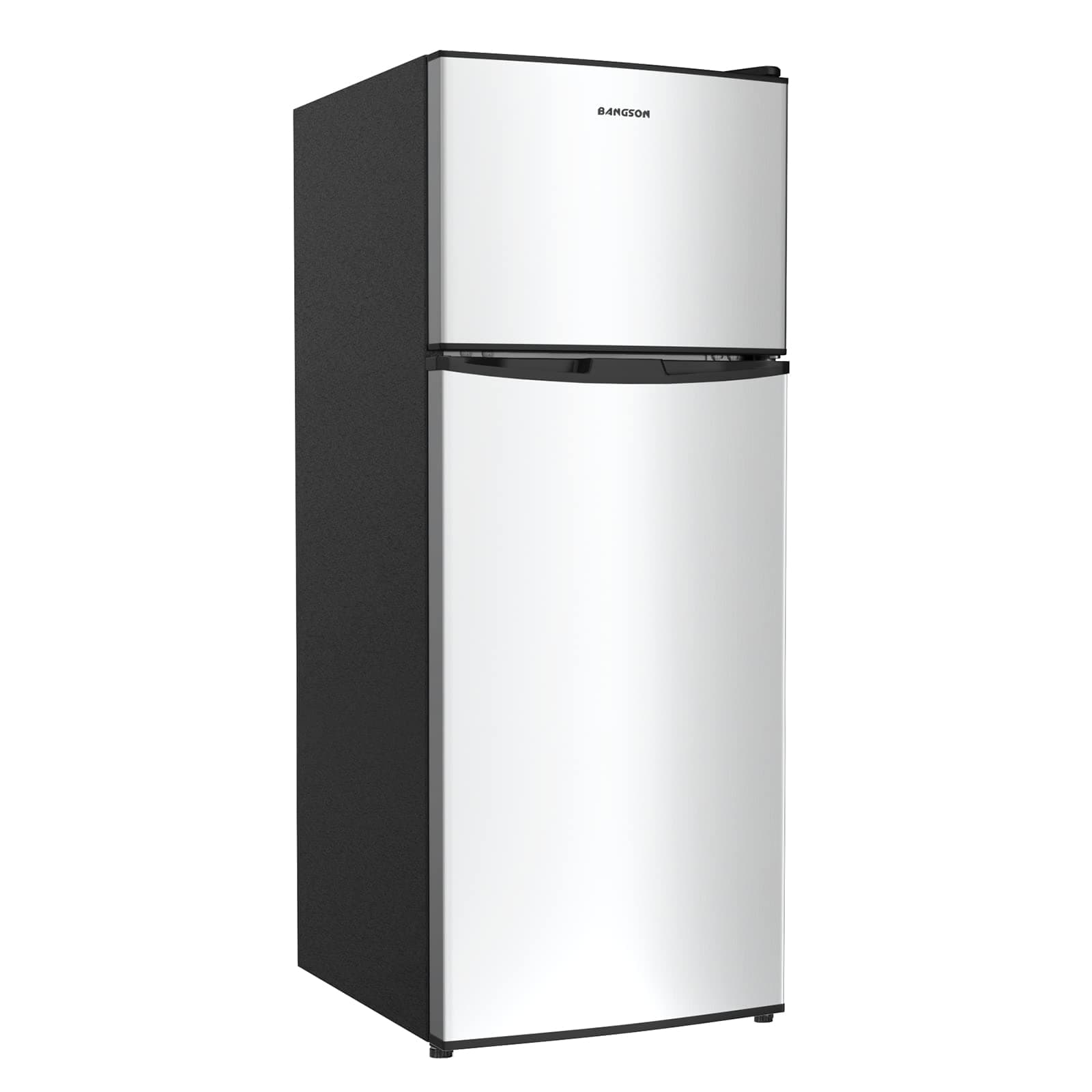 4.0 Cu.Ft Small Refrigerator with Freezer, Small Fridge with Top Freezer, for Apartment, Bedroom, Dorm, and Office, Double Door, Stainless Steel, Silver