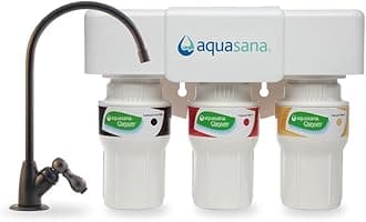- Aquasana Under Sink Water Filter System - Reduces PFAS, Lead, & Chlorine in Drinking Water - Under Counter Claryum Filtration for Kitchen - 3-Stage - Oil-Rubbed Bronze Faucet - AQ-5300.62