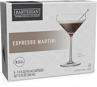 BartesianEspresso Martini Mixer Capsules for Cocktail Machine - Home Bar Mixology Mix Pod Set for Drink Maker - Pack of 8