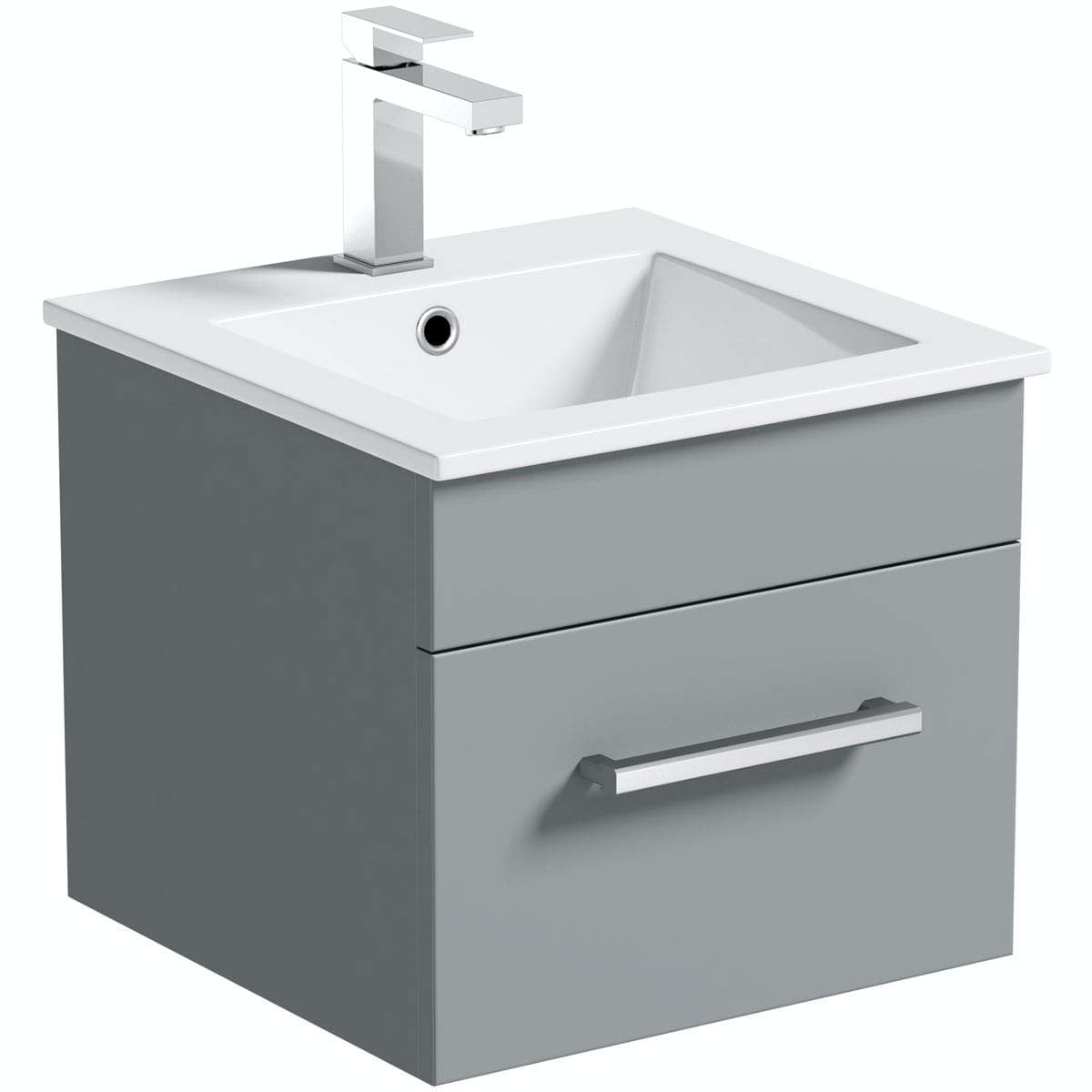 Orchard Derwent stone grey wall hung vanity unit and ceramic basin 420mm