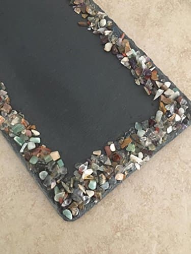 Crimson Finch Mixed Gemstone Adorned Rectangle Slate Tray