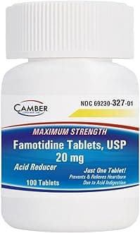 Camber Famotidine Tablets 20 mg Maximum Strength Acid Reducer for Heartburn Relief 100ct