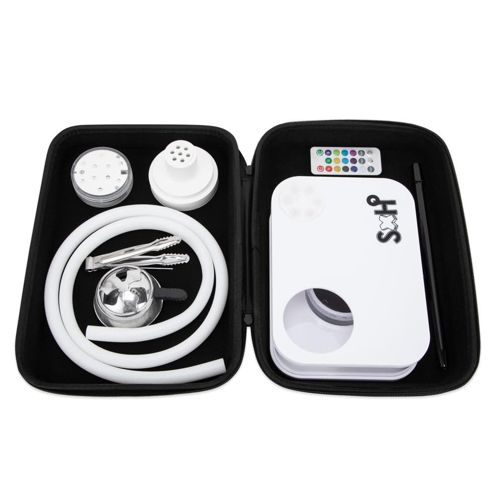 Acrylic Hookah Shisha Set with Magical Remote - Mini Hookah with Led Light for Better Shisha Smoking - Portable Sheesha Hookah Set - Electric Hookah with Silicone Bowl - Black