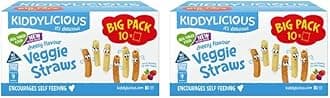 Kiddylicious Cheesy Veggie Straws Box - Delicious Snacks for Kids - Suitable for 9+ Months - 20 Packs