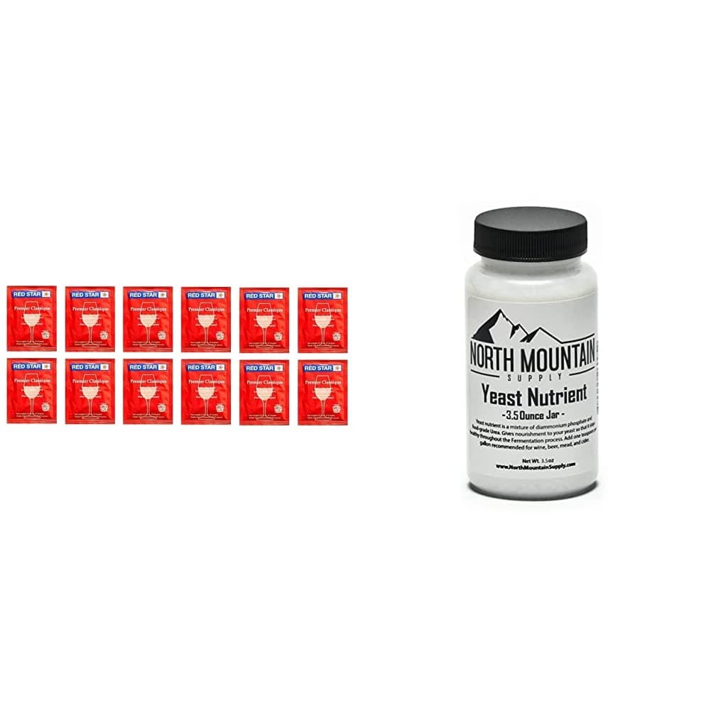 North Mountain Supply - RS-PC-12 Red Star Premier Classique Wine Yeast - Pack of 12 - Fresh Yeast & Food Grade Yeast Nutrient - 3.5 Ounce Jar