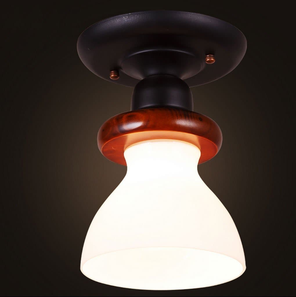 ZHDC® Ceiling Lights, Creative Corridor Lights American Village Retro Ceiling Light Balcony Lights Aisle Lights Single Head Simple Chinese Style Solid Wood Light E27 Light Source Easy Clean Ceiling Lamp