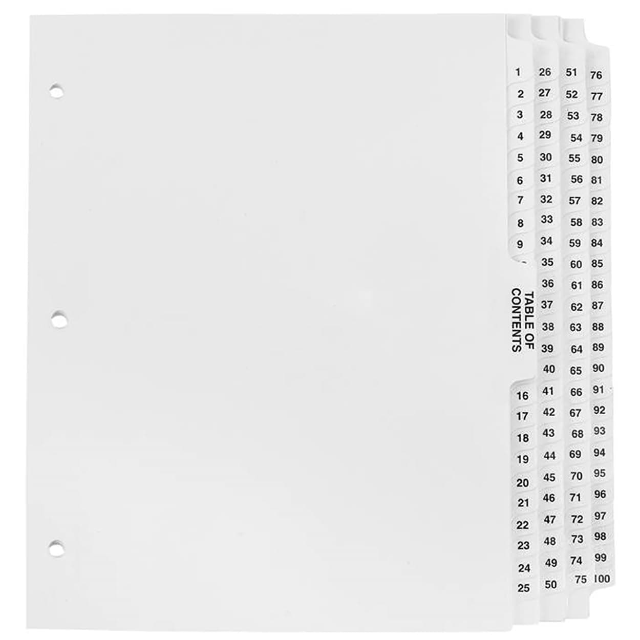 Exhibitindexes® Numbered Dividers 1-100 Punched - AVE Style Bold Tabs - Side Collated Exhibit Tabs - Made in The USA | Letter Size - 1-100 - Sets