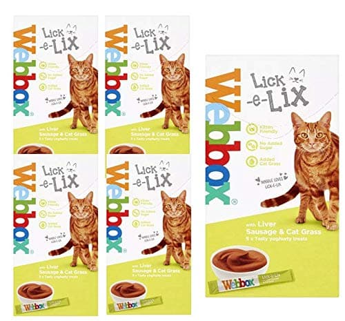 Lick-e-Lix Yoghurt with Liver Sausage and Cat Grass 5 x 15g Sachets (Pack of 6)