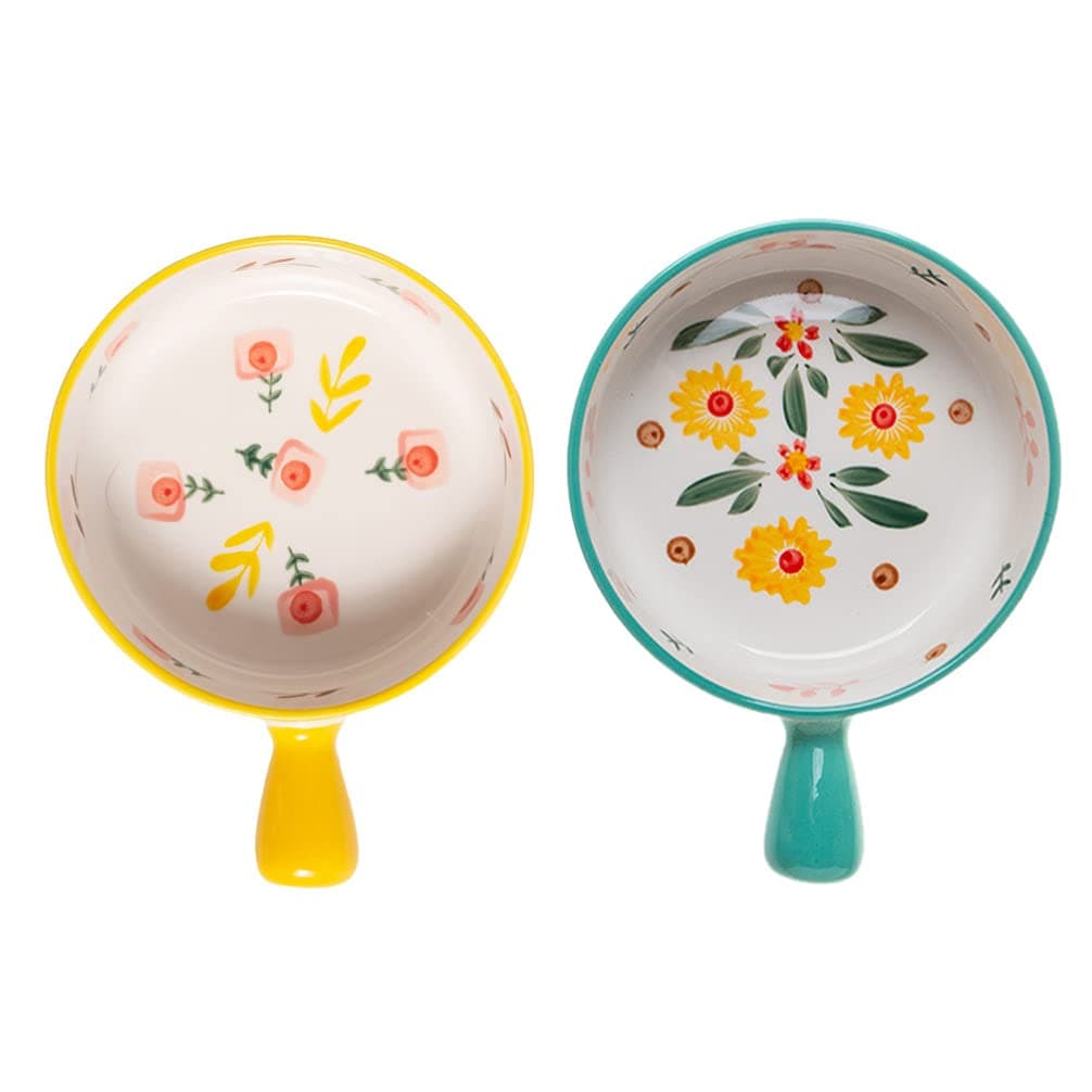 Ceramic Baking Bowl with Handle Onion Soup Bowl Roasting Lasagna Pan Porcelain Pie Pan Round Baking Dish Bakeware for Oven 2 Pcs