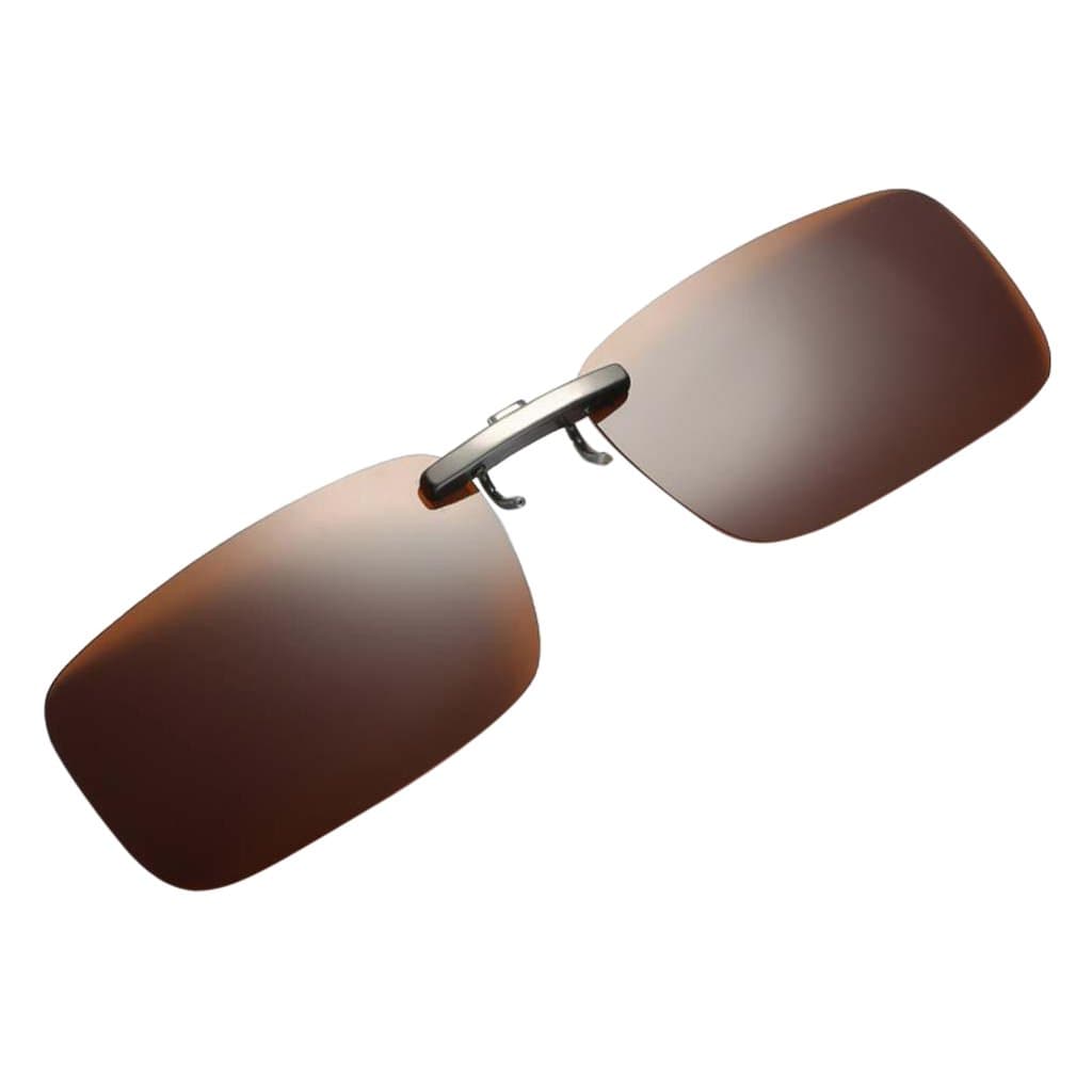 HEAVY DRIVERUni Polarized Clip On Flip Up UV400 Driving Rectangle Sunglasses Brown