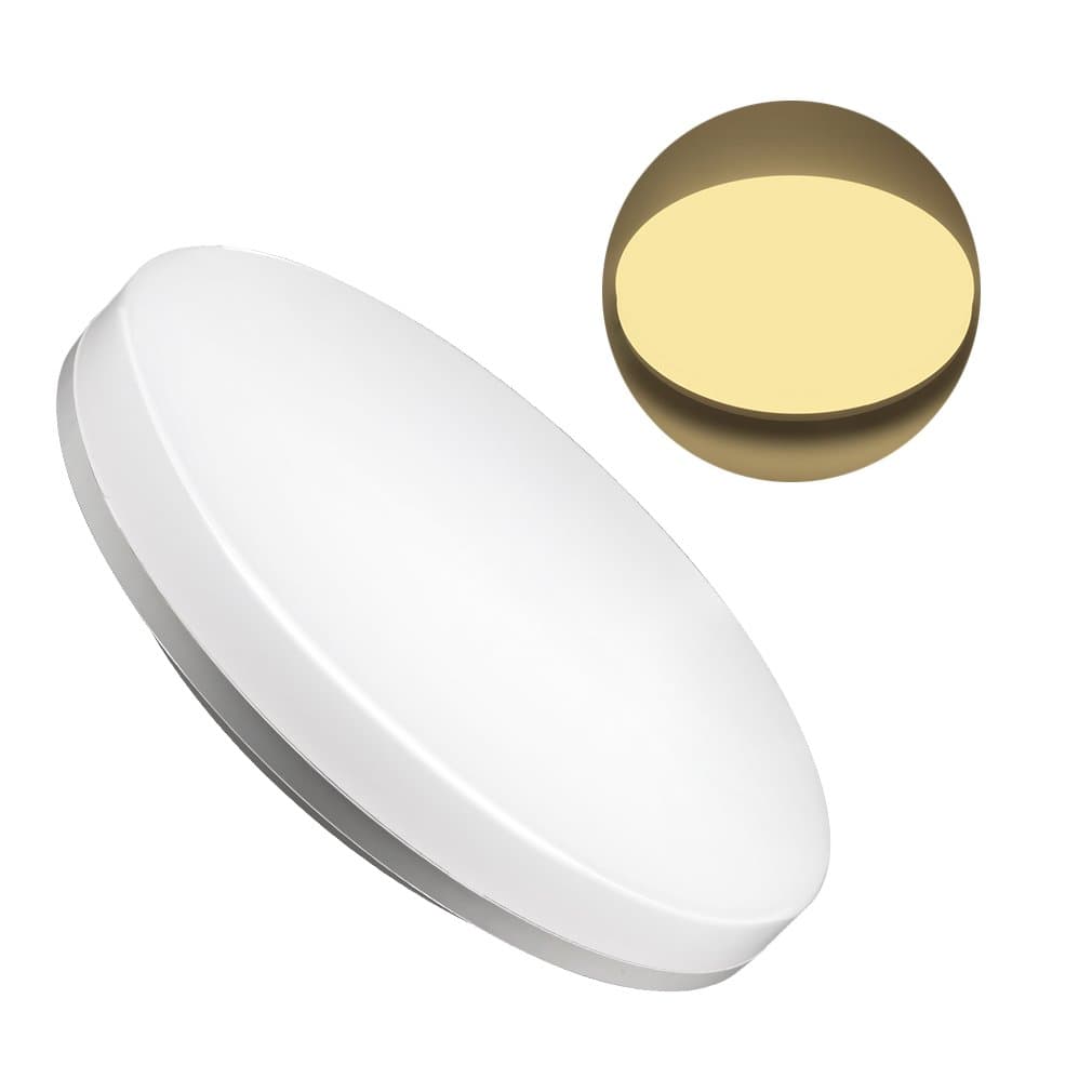 J&C 18W LED Ceiling Light Equivalent 85W Traditional Lights Circular IP44 1550LM AC100-240V Warm White 3000K Led PC Mask Ceiling Light for Kitchen Bathroom Bedroom [Energy Class A++]