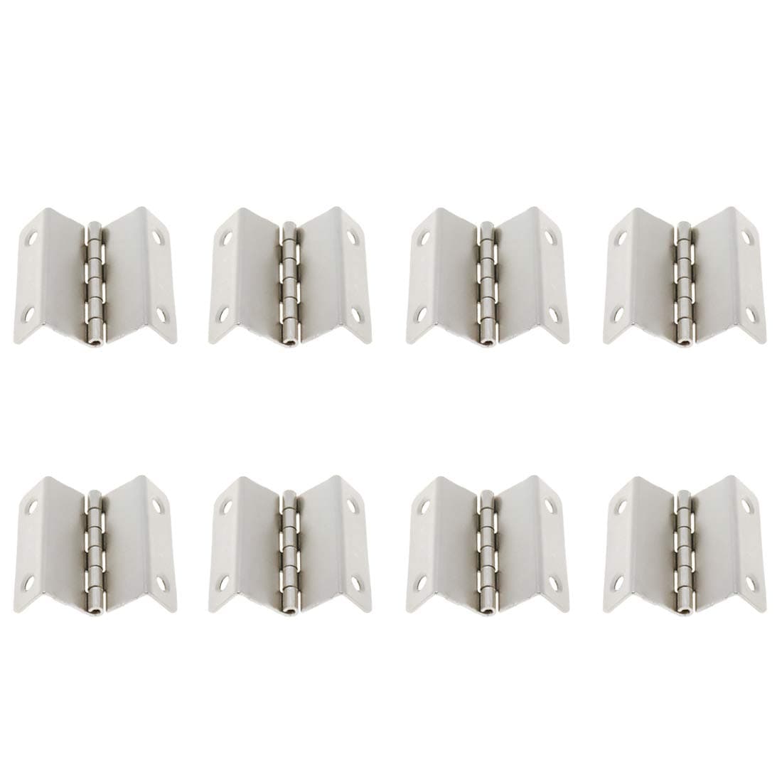 8Pcs Swing Hinge Expandable Offset Cabinet Door Hinges Satin Nickel Metal Hardware with Mounting Screws (M-Shape 4 Holes)