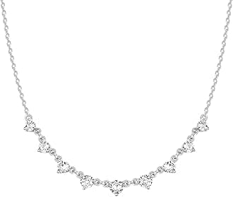 PAVOI 14K Gold Plated Station Necklace - Simulated Diamond Layering Necklaces - Womens CZ Chain