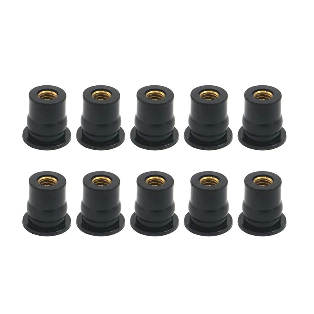 10PCS Rubber Well Nut for Windscreen & Fairing Universal M6 6mm1/2" Wellnuts For Universal Motorcycle