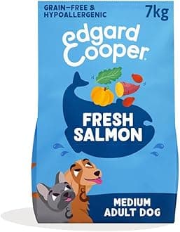 Edgard & Cooper Dry Dog Food For Medium Breed Adult Dogs (7kg), Fresh Salmon, Balanced Fibre For Gut Health, Hypoallergenic Recipe With Natural Ingredients, Never Fish Meal