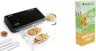 FoodSaver Vacuum Sealer Machine with Automatic Bag Detection, Sealer Bags and Roll & Vacuum Sealer Bags, Variety Pack, 30-Count, 5 Pint-sized, 15 Quart-sized, 10 Gallon-sized