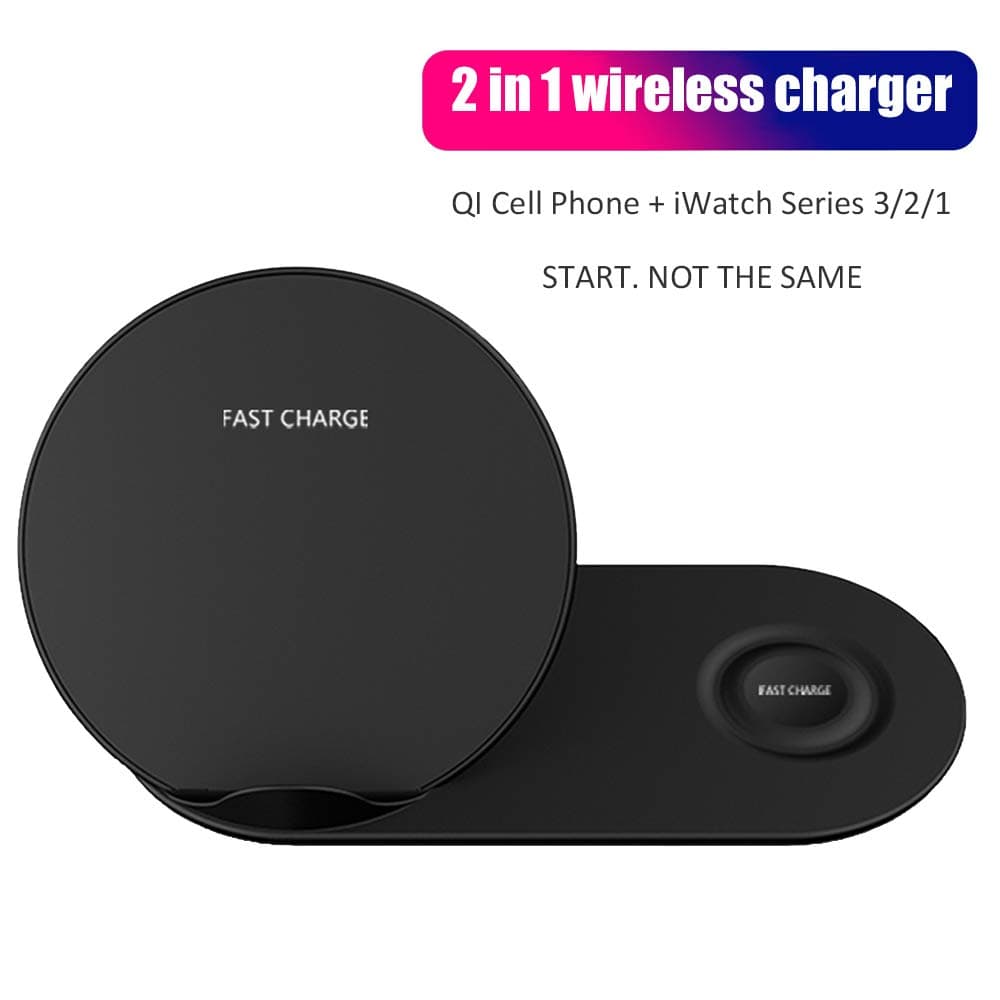 Mandarooker Fast Wireless Charging Stand,2 in 1 Qi Wireless Charging Dock Holder Charger Pad Compatible for iWatch 3/2/1,iPhone XS/X MAX/X/8Plus/8,Samsung Galaxy S9/9+/S8/S8+ and All QI Phones
