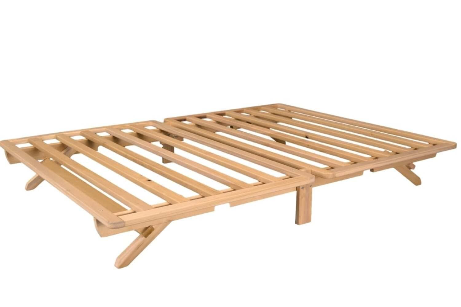 KD Frames Fold Platform Bed - Full Bed Frame - Unfinished Wood Bed Frame - Full Size Folding Bed - Natural, Minimalist Bed - Easy Assembly, No Box Spring Needed - Solid Wood Full Folding Bed