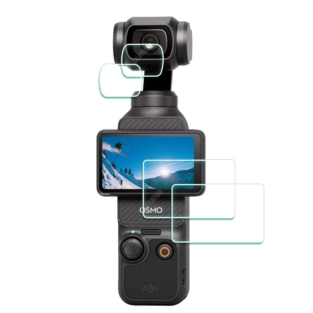 Screen Protector for DJI Osmo Pocket 3+Lens [2+2 Pack], Tempered Glass 0.3mm 9H Hardness Anti-Scratch Anti-Bubble